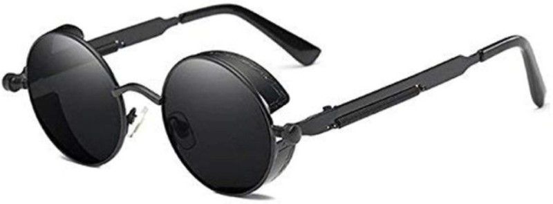UV Protection, Polarized Round Sunglasses (Free Size)  (For Men & Women, Black)