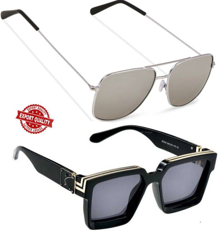 Retro Square Sunglasses  (For Boys & Girls, Silver)