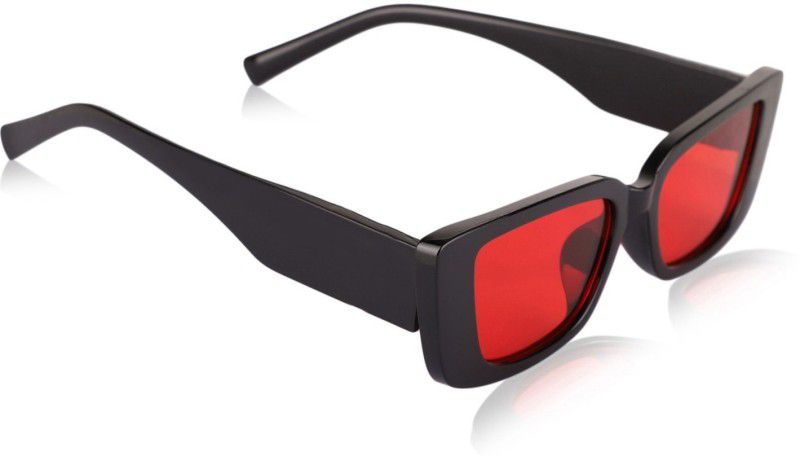 UV Protection, Riding Glasses Cat-eye, Retro Square Sunglasses (Free Size)  (For Men & Women, Red)