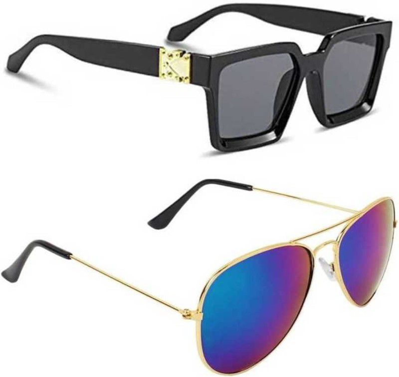 UV Protection Wayfarer, Aviator Sunglasses (50)  (For Men & Women, Black, Blue)