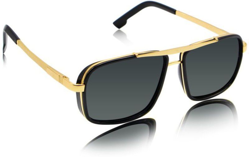 Mirrored, UV Protection Rectangular Sunglasses (16)  (For Men & Women, Black)