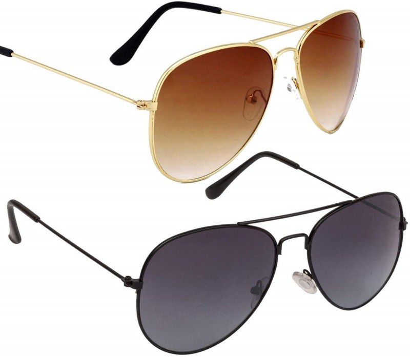 UV Protection, Gradient Aviator Sunglasses (48)  (For Men & Women, Black, Brown)