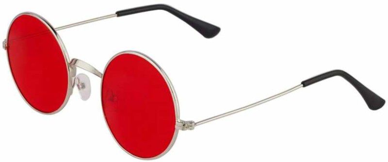 Mirrored, UV Protection Round Sunglasses (Free Size)  (For Men & Women, Red)