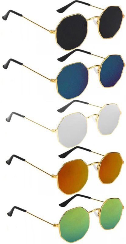 UV Protection Retro Square Sunglasses (53)  (For Men & Women, Black, Blue, Silver, Yellow, Green)