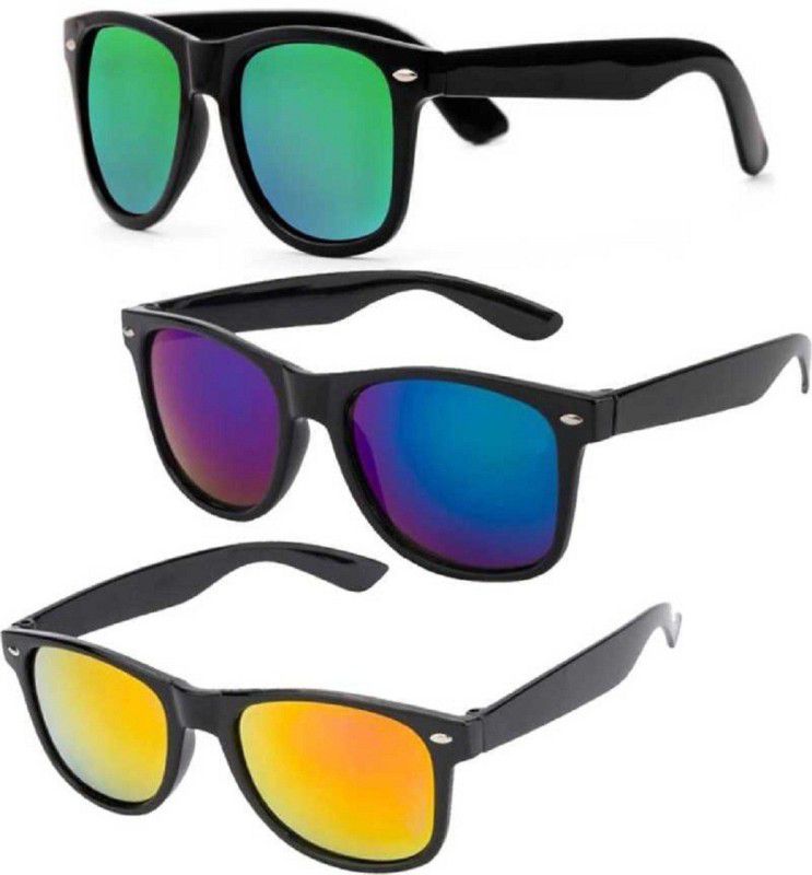 UV Protection, Mirrored Wayfarer Sunglasses (54)  (For Men & Women, Multicolor)