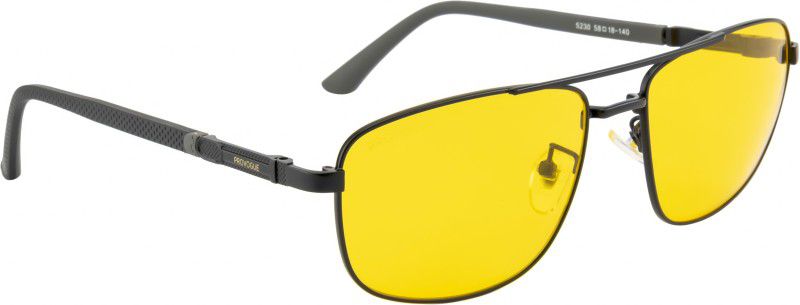 UV Protection, Night Vision Retro Square Sunglasses (58)  (For Men & Women, Yellow)