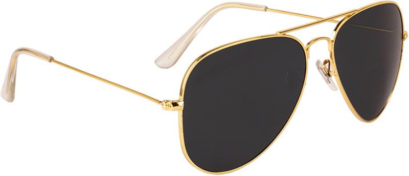 Toughened Glass Lens, UV Protection, Riding Glasses Aviator Sunglasses (56)  (For Women, Black)
