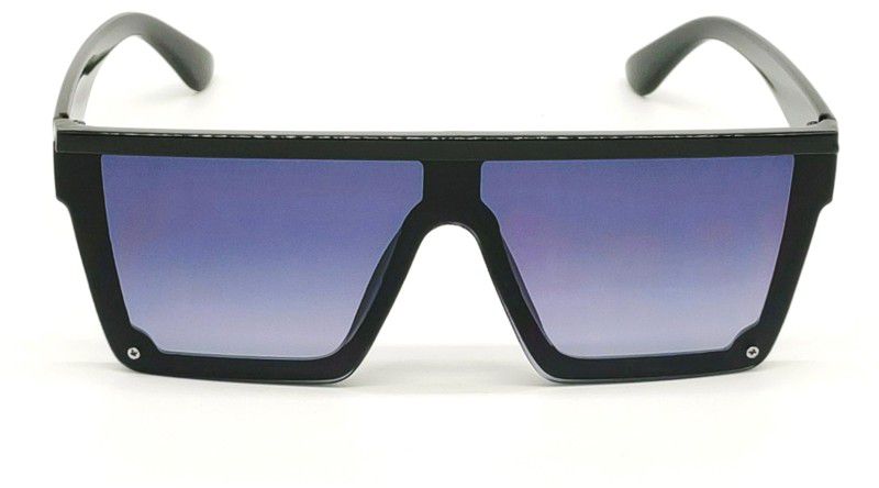 UV Protection, Riding Glasses Retro Square Sunglasses (56)  (For Men & Women, Black, Clear)