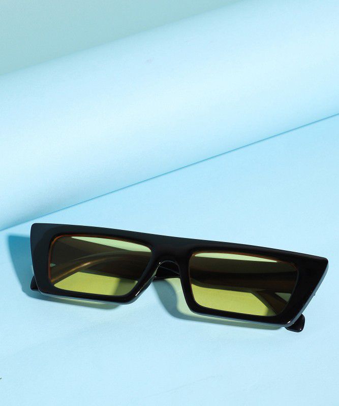 Polarized Rectangular Sunglasses (Free Size)  (For Women, Yellow)