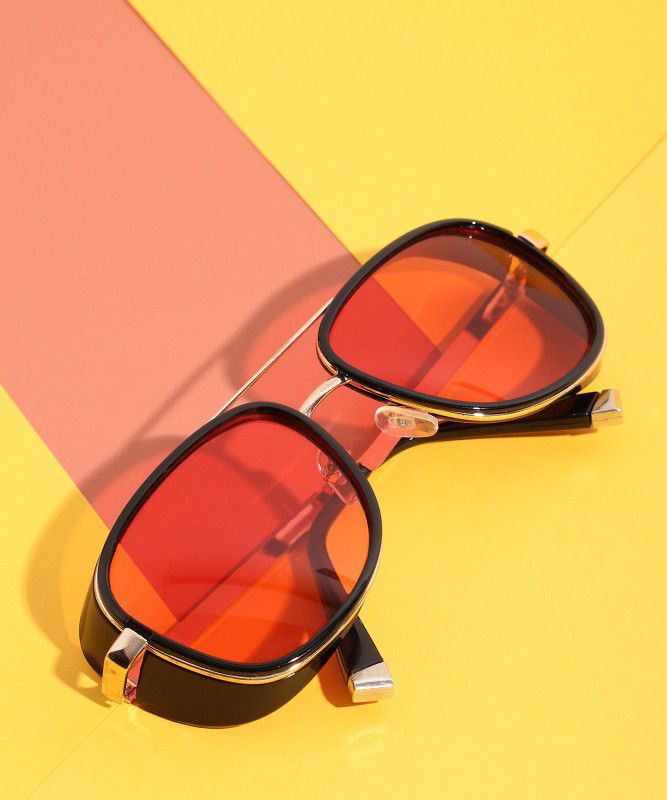 Polarized Over-sized Sunglasses (Free Size)  (For Women, Orange)