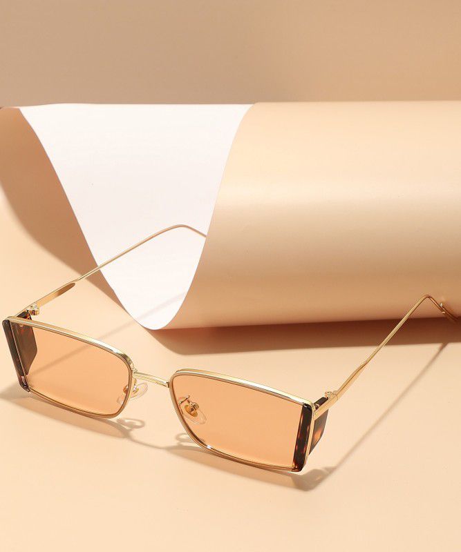 Polarized Rectangular Sunglasses (Free Size)  (For Men & Women, Brown)