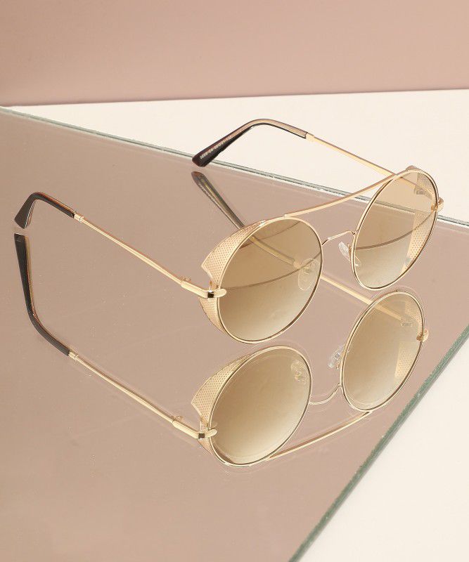 Polarized Round Sunglasses (Free Size)  (For Women, Golden)