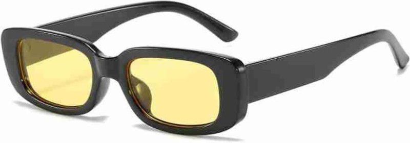 UV Protection, Riding Glasses, Mirrored, Others Rectangular Sunglasses (Free Size)  (For Women, Yellow)