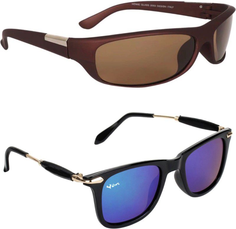 Wayfarer, Sports Sunglasses  (For Men & Women, Blue, Brown)
