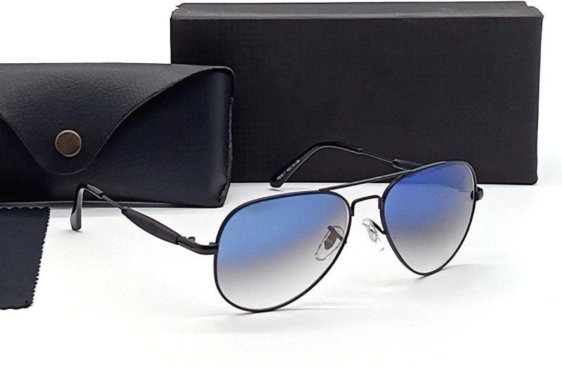UV Protection, Gradient, Mirrored Aviator Sunglasses (Free Size)  (For Men & Women, Blue, Clear)