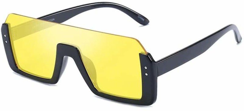 UV Protection Shield Sunglasses (Free Size)  (For Men & Women, Yellow)