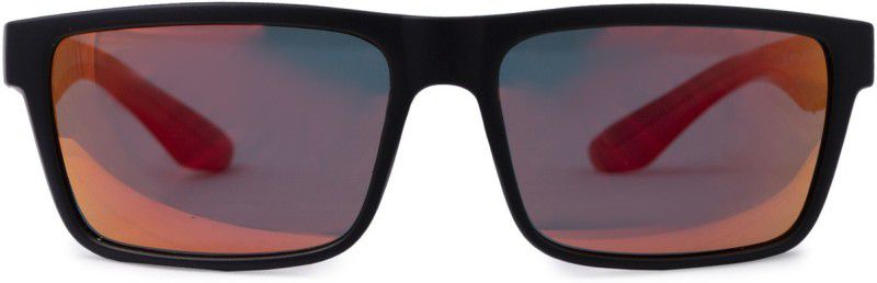 UV Protection, Mirrored, Polarized Sports, Rectangular Sunglasses (Free Size)  (For Men & Women, Red)