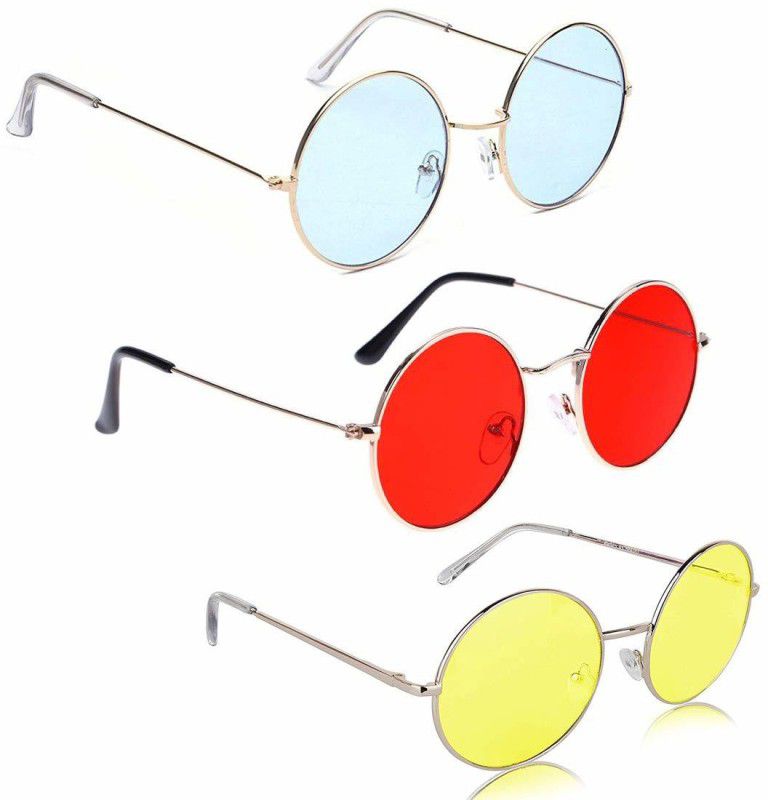 Polarized Round Sunglasses (55)  (For Boys & Girls, Blue, Yellow, Red)