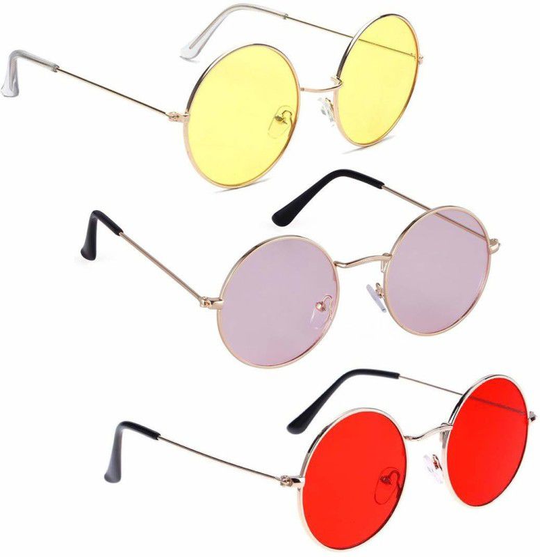 Polarized Round Sunglasses (55)  (For Boys & Girls, Pink, Yellow, Red)