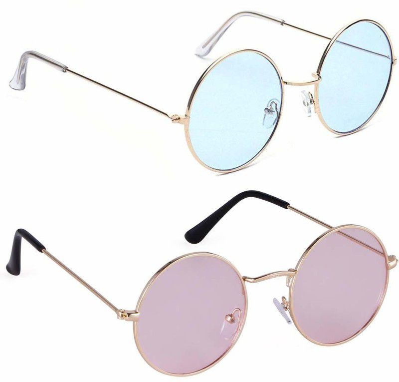 Polarized Round Sunglasses (55)  (For Boys & Girls, Blue, Pink)