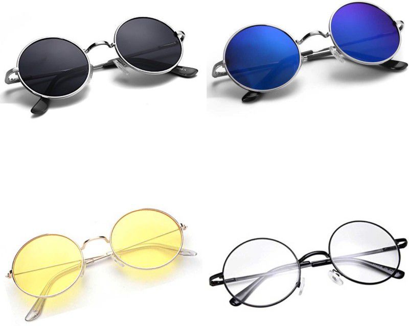 Gradient Round, Round, Round, Round Sunglasses (50)  (For Boys & Girls, Black, Blue, Yellow, Clear)