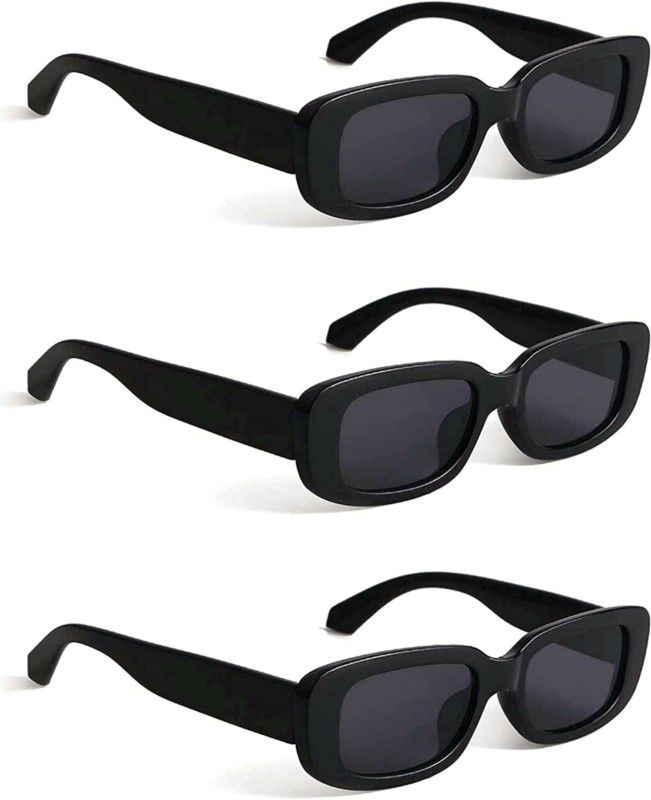 Riding Glasses, UV Protection Retro Square Sunglasses (Free Size)  (For Men & Women, Black, Black, Black)