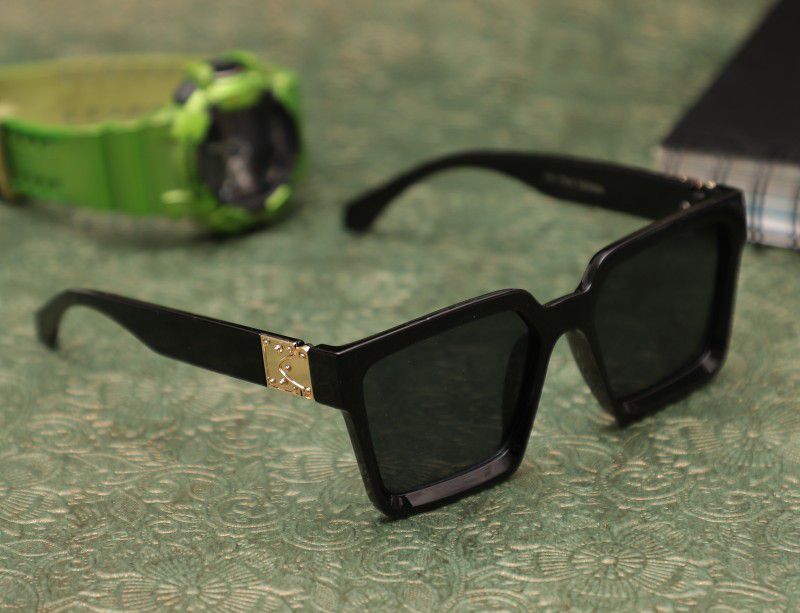 UV Protection, Mirrored Retro Square Sunglasses (Free Size)  (For Men & Women, Black)