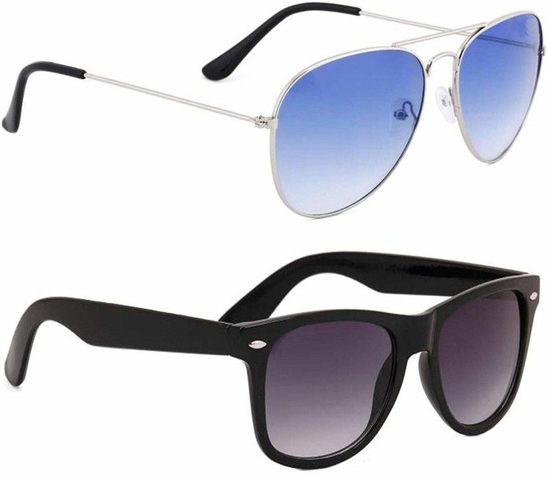Polarized Aviator, Wayfarer Sunglasses (55)  (For Boys & Girls, Black, Blue)