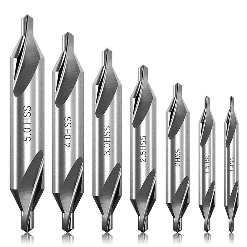 7 Pcs Center Drill Bits Set 60-Degree Angle Center Drill Bits Kit Countersink Tools for Lathe Metalworking