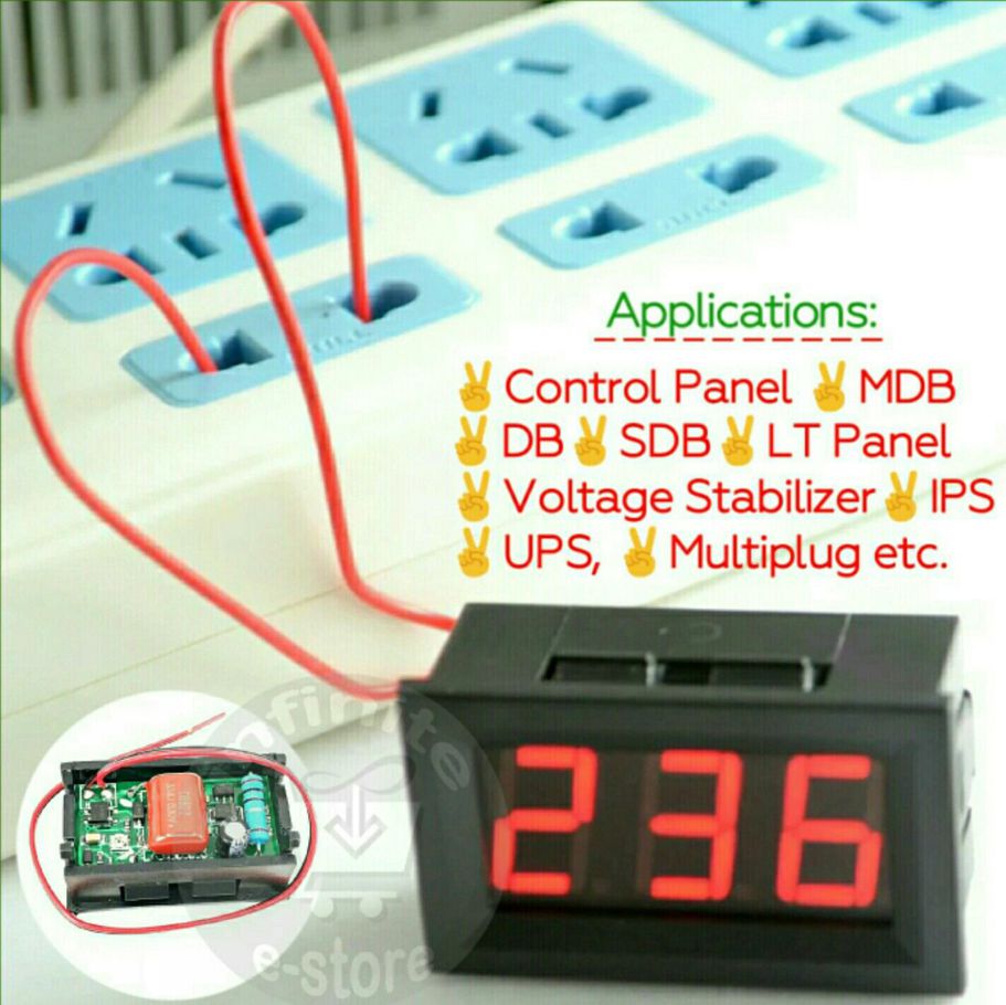 AC Voltmeter 70v-500v 0.56 " RED Display ভোল্টমিটার