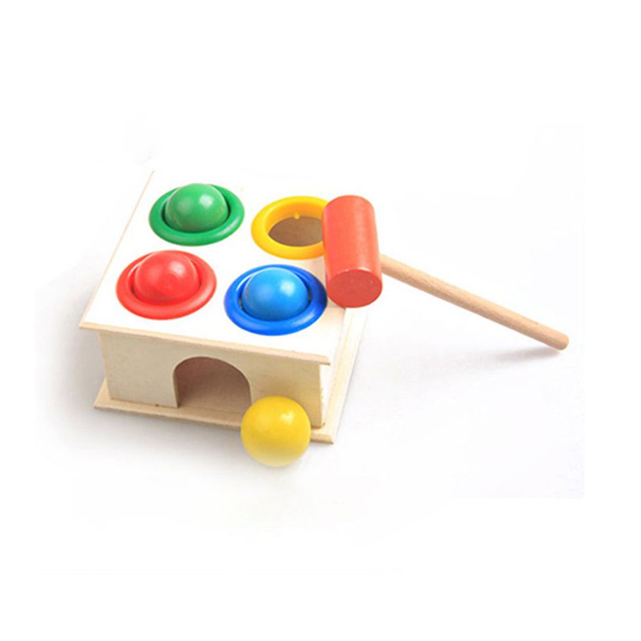 Baby Beat to-ys Wooden Hammering Ball Wooden Hammer Box Educational to-y Multicolor