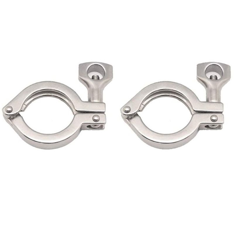 2Pcs Tri-Clamp Steel Single Pin Heavy Duty Tri Clamp with Wing Nut for Ferrule TC with Silicone Gasket 2 Inch