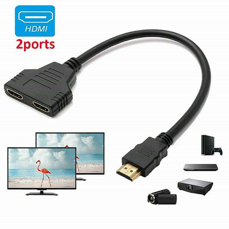 HDMI Port Male to Female 1 Input 2 Output Splitter Cable 1080P Adapter Converter