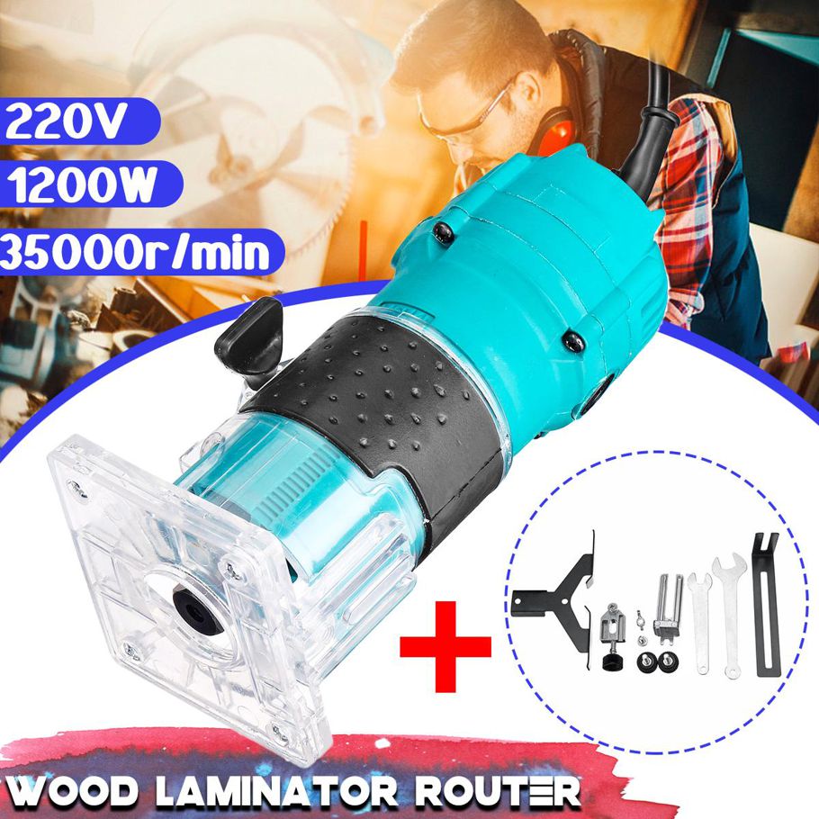 220V 1200W Wood Electric Laminator Router 35000r/min Blue Router Joiners Tool