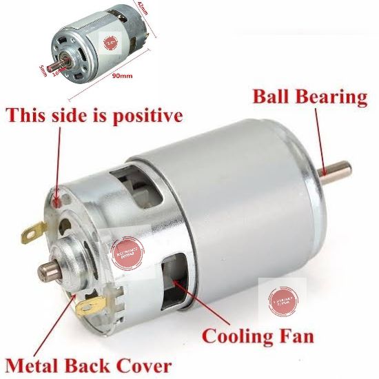 Rs775 DC Motor Ball Bearing DC 12V-18V 21000RPM Big Torque Speed Low Noise RS775 5mm Shaft with Cooling Fan for Car Wash Pump Water Pump Sprayer Electric DIY Drill Tools