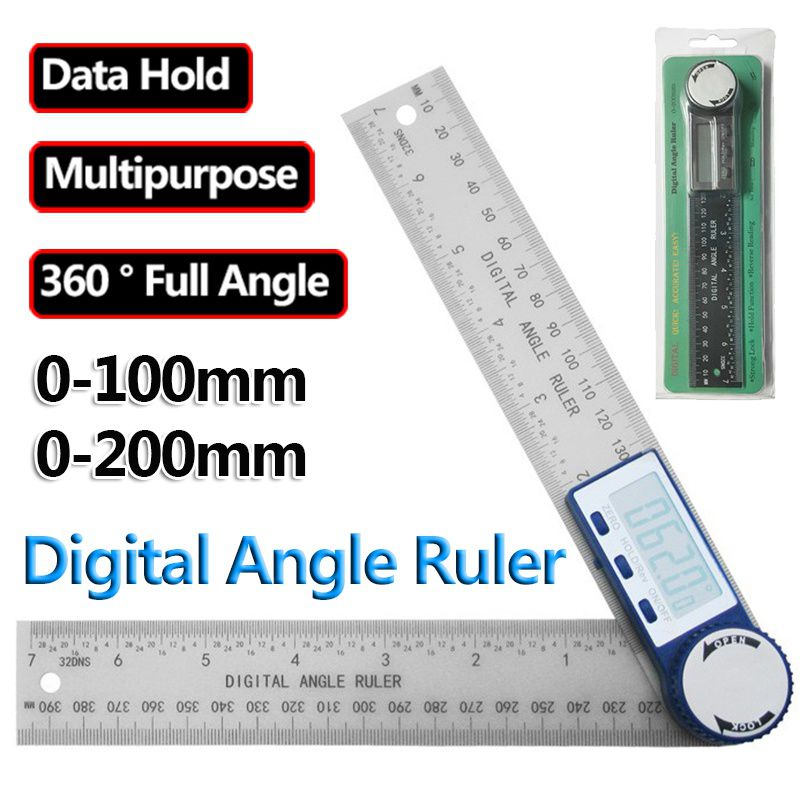 DASI 200mm Digital Angle Meter 360 ° Digital Angle Ruler Electronic Goniometer Protractor Angle Finder Gauge Measuring Tool