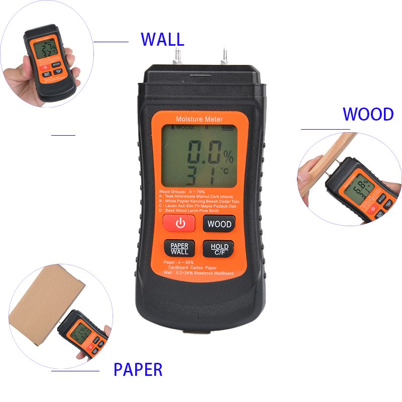 Digital LCD Backlight Wood Moisture Meter Hygrometer Paper Cardboard Wall Hygrometer Humidity Moisture Tester easy to use