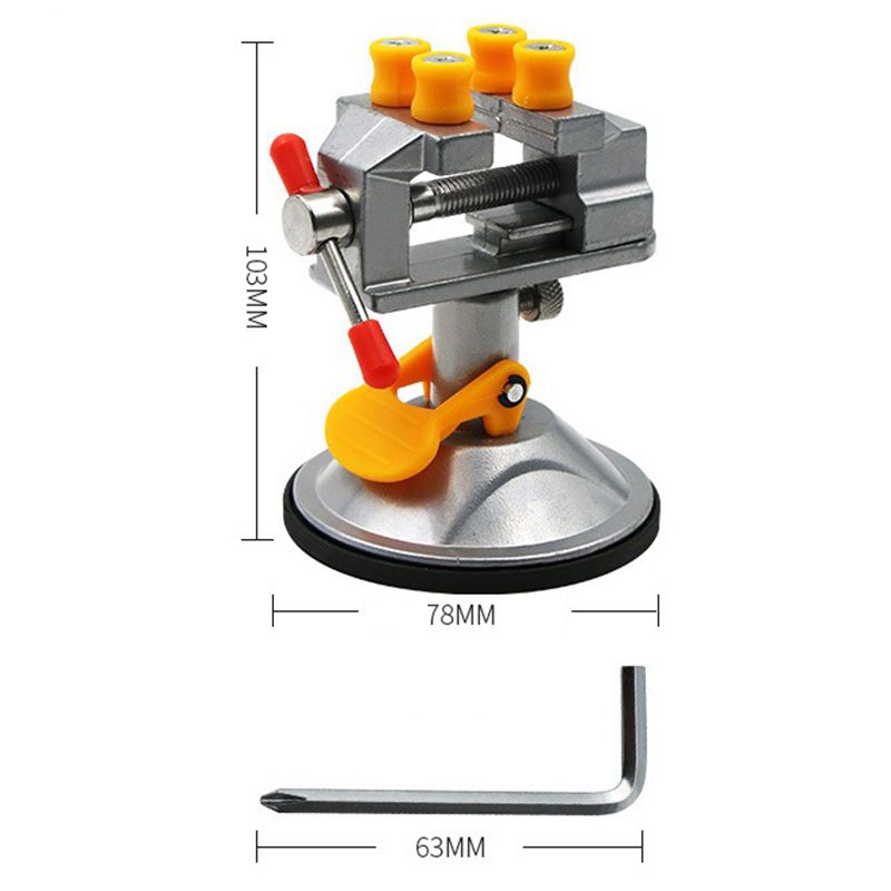 Table Vise Bench Vise Fixed Frame Sucker Clamp Adjustable Rotatable Aluminum Alloy Bench Screw for DIY Craft Mold Fixed Repair Tool