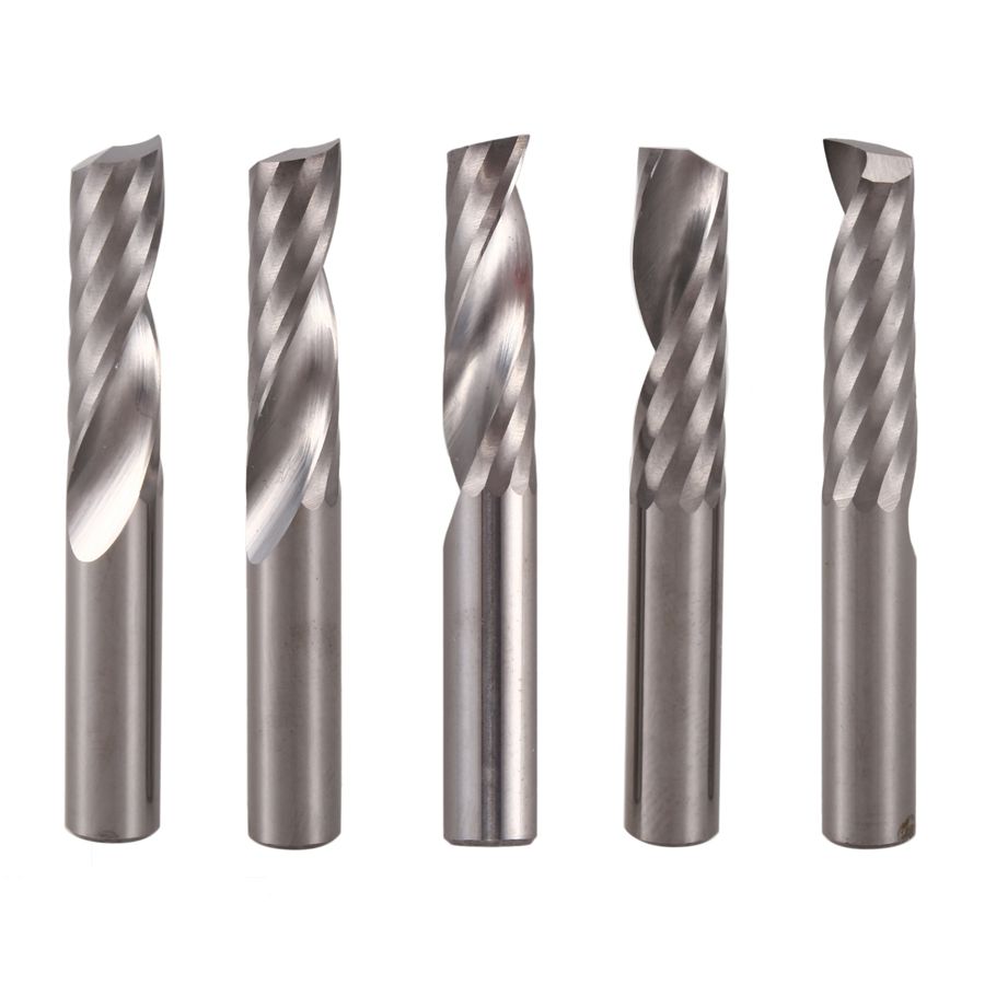 5Pcs 6Mm 1/4 Inch Carbide Cnc Router Bits One Single Flute End Mill Tools 22Mm