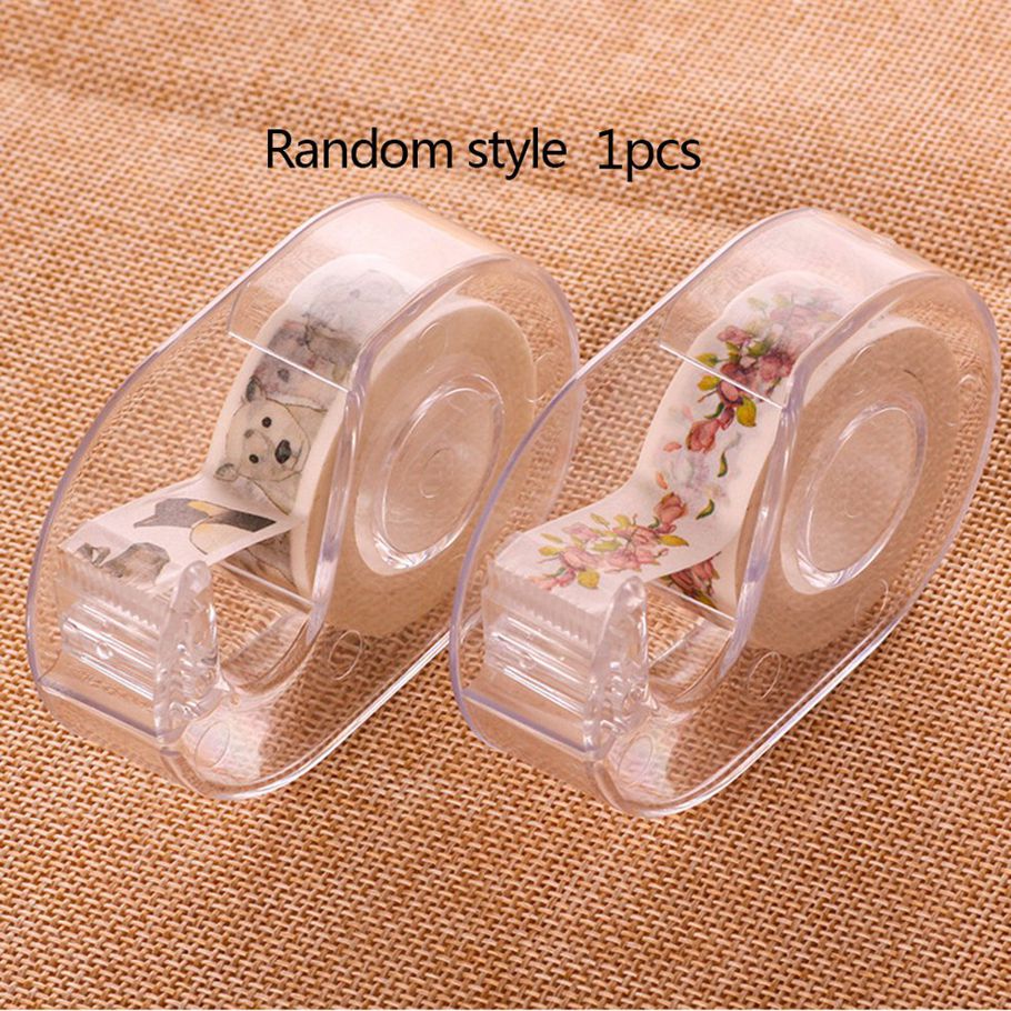 MA Fashion Transparent Tape Cutter Plastic Washi Paper Tape Shears Tapes-clear