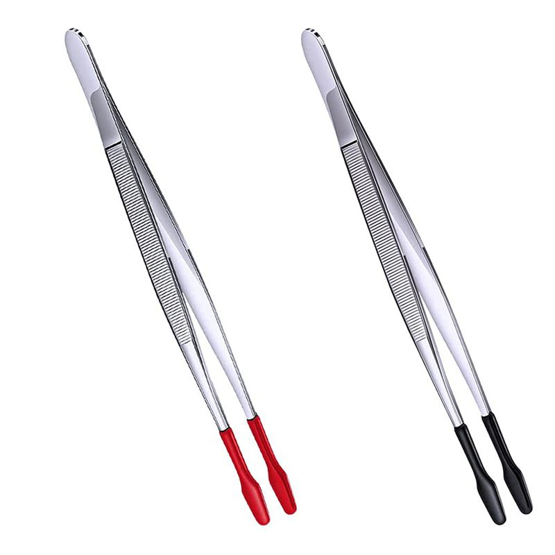 2 Pcs Rubber Tipped Tweezers Soft Tipped Tweezers PVC Coated Soft Flat Tip Lab Industrial Hobby Craft Tweezers Tools