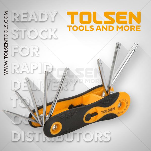 TOLSEN 8pcs Folding Torx Star Allen Hex Key Set (T9/T10/T15/T20/T25/T27/T30/T40) 20059