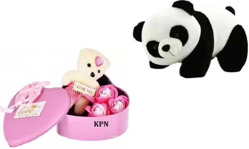 Nihan Enterprises panda and Pink heart box - 30 cm  (Multicolor)