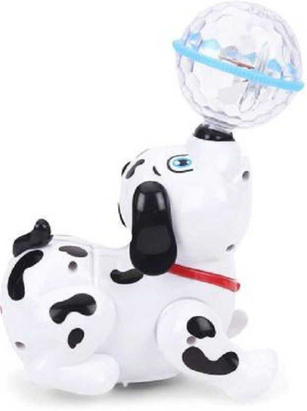 Tenmar Dancing Rotating Dog Toy with Music Sound 3D LED Light for Baby Children Kids dd 22 (White)  (White)