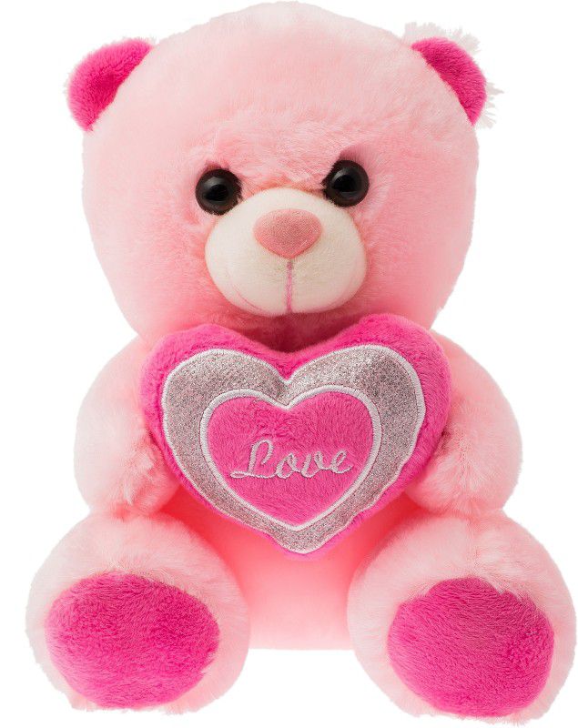 Dimpy Stuff Bear with Love heart - 21 cm  (Pink)