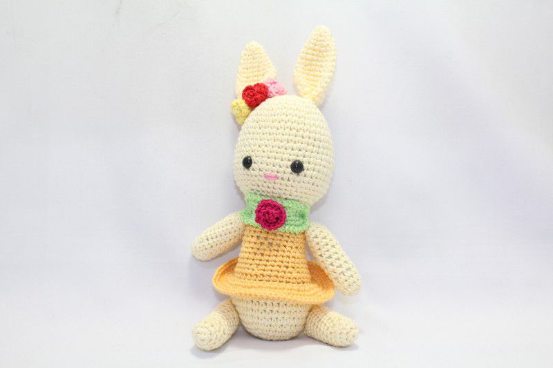 PH Artistic Crochet amigurumi Stuffed Handmade Small Bunny Toy Birthday Baby Gift - 8 inch  (Yellow)