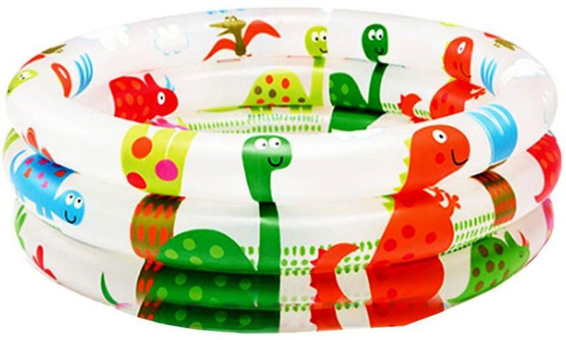 VW Intex VW Inflatable Dinosaur 3 Ring Baby Pool, 24" x 8.5"(61cmx22cm) Inflated Inflatable Swimming Pool  (Multicolor)