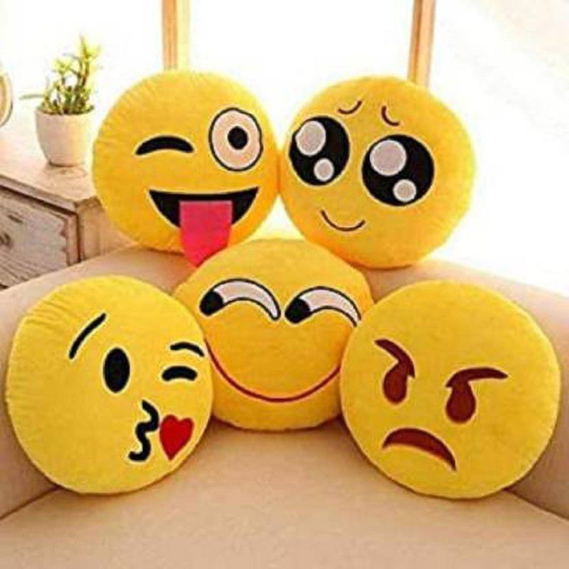 BestLook Home Collective Microfibre Smiley Cushion Pack of 5 (Yellow) - 30 cm  (Yellow)