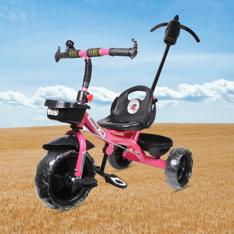 DIYANK DY PINK HANDLE BACK AND FRONT BASKET FOR CHILDREN-07 Tricycle  (Pink, Black)