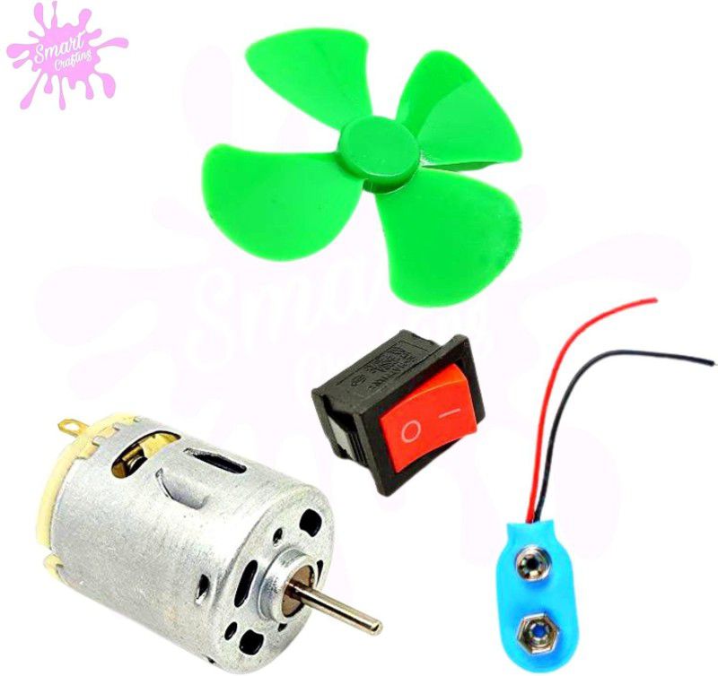 Smart Crafting Hobby Kit|DC Motor 20x15x25mm + 60mm 4 Blade Fan + Rocker Switch Electronic Components Electronic Hobby Kit